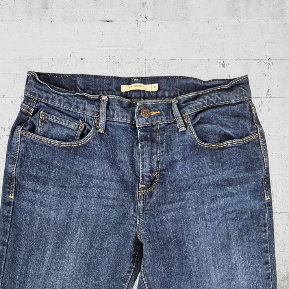 Levi's 515 Dark Wash Mid Rise Classic Western Bootcut Flare Denim Jeans Size 8